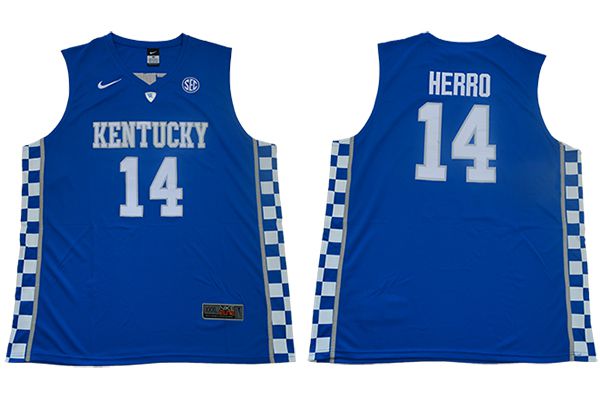 Men Kentucky Wildcats #14 Herro Blue Nike NBA NCAA Jerseys